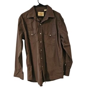 Cowboy Legend Brown Pearl Snap Western cotton Shirt SZ XL
